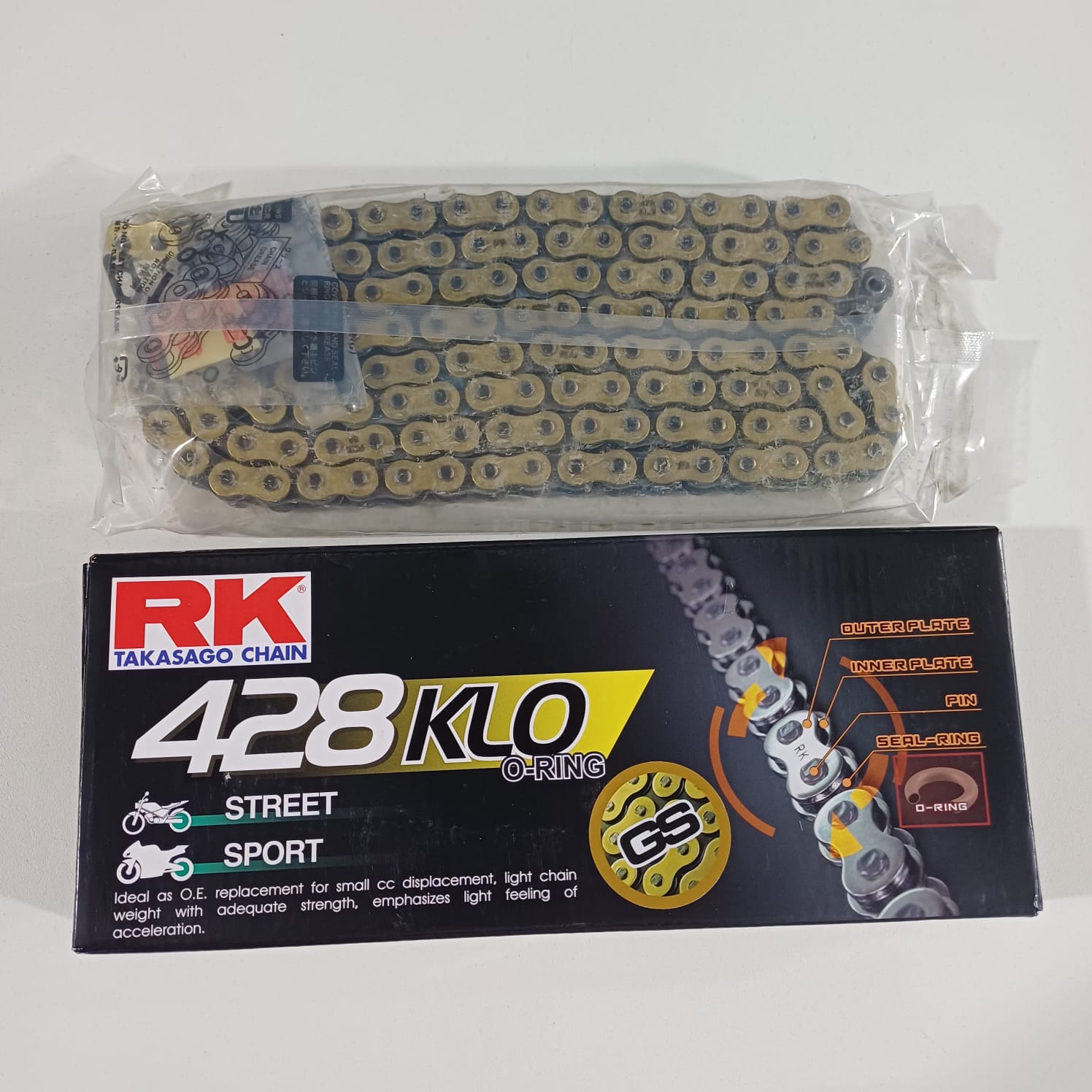 RK CADENA 428 O´RING DORADA 